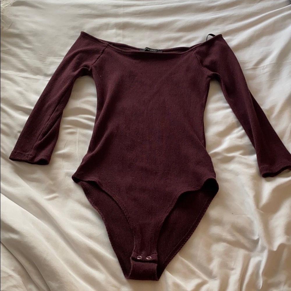 Ribbed off shoulder bodysuit